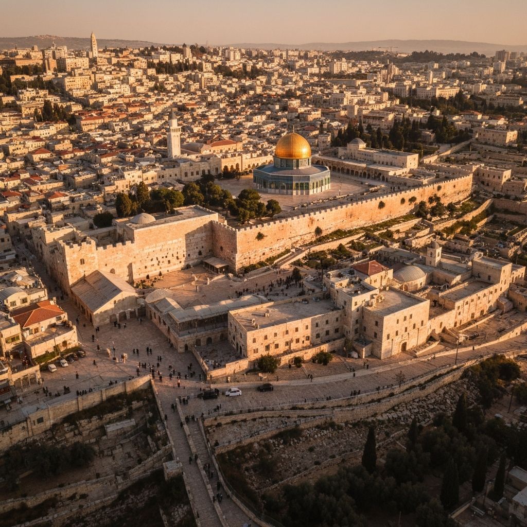 Vista panorâmica de Jerusalém ao pôr do sol