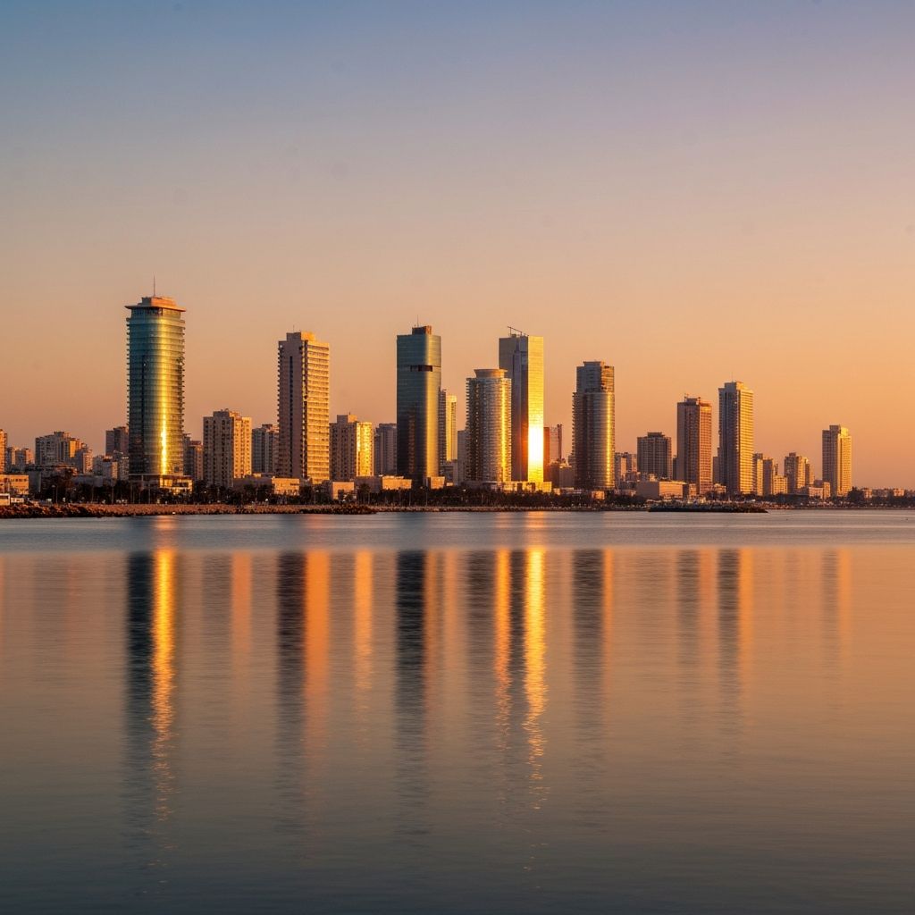 Vista de Tel Aviv ao entardecer